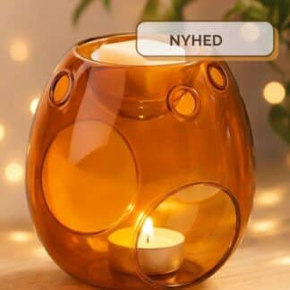 Aromalampe til duftvoks. Brunt glas. Amber Glow